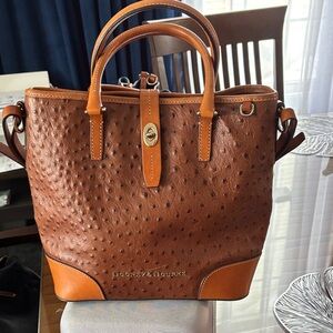 Dooney & Bourke Brown Ostrich-Embossed Tote